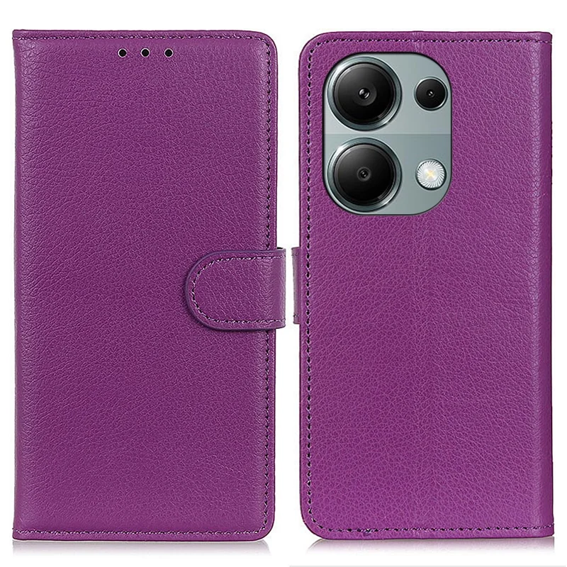 For Xiaomi Redmi Note 13 4G PU Leather Case Litchi Texture Protective Cover - Purple