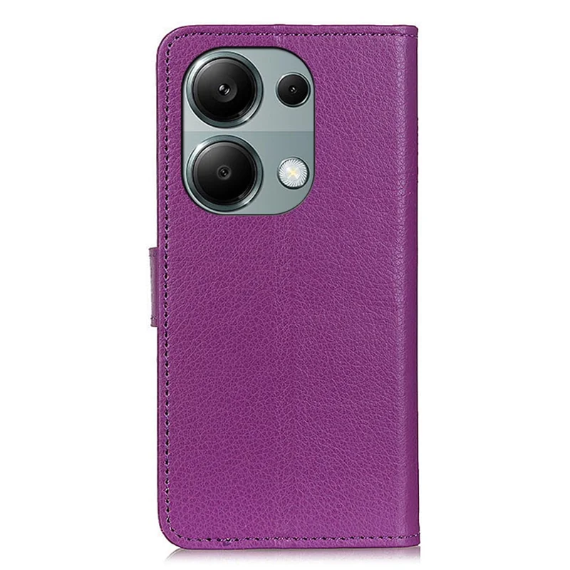 For Xiaomi Redmi Note 13 4G PU Leather Case Litchi Texture Protective Cover - Purple