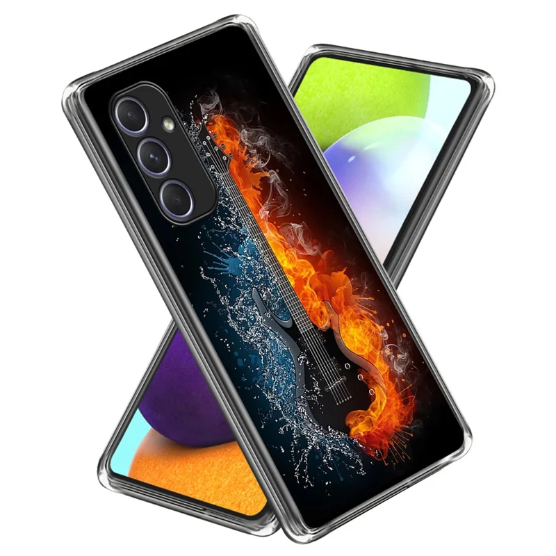 For Samsung Galaxy A34 5G TPU Case Pattern Printed Soft Slim Shockproof Phone Cover - Ice and Fire Guitar