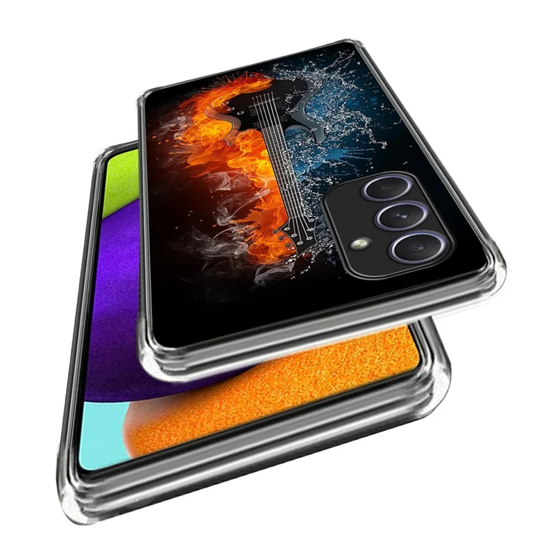 For Samsung Galaxy A34 5G TPU Case Pattern Printed Soft Slim Shockproof Phone Cover - Ice and Fire Guitar