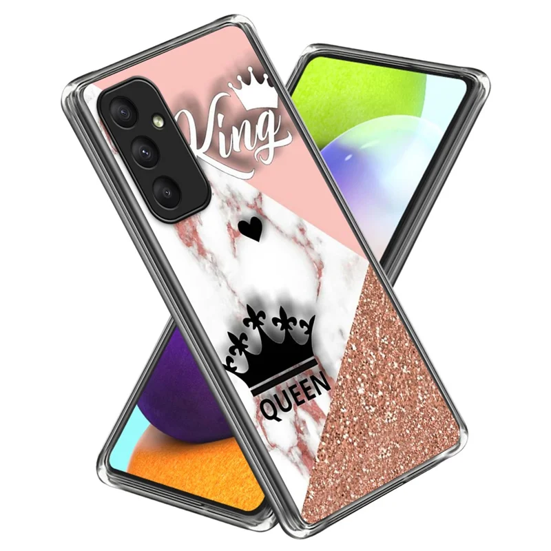 For Samsung Galaxy A35 5G Pattern Case Thin Flexible TPU Phone Cover - Marble Crown