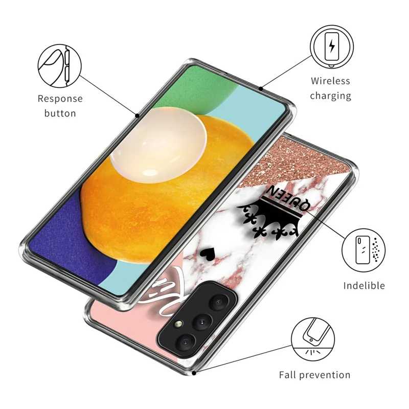 For Samsung Galaxy A35 5G Pattern Case Thin Flexible TPU Phone Cover - Marble Crown