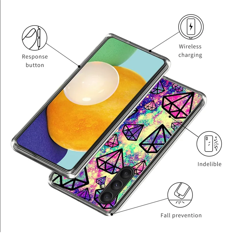 For Samsung Galaxy A25 5G (Global) (161.0 x 76.5 x 8.3mm) Case TPU Phone Cover Pattern Printing - Diamonds