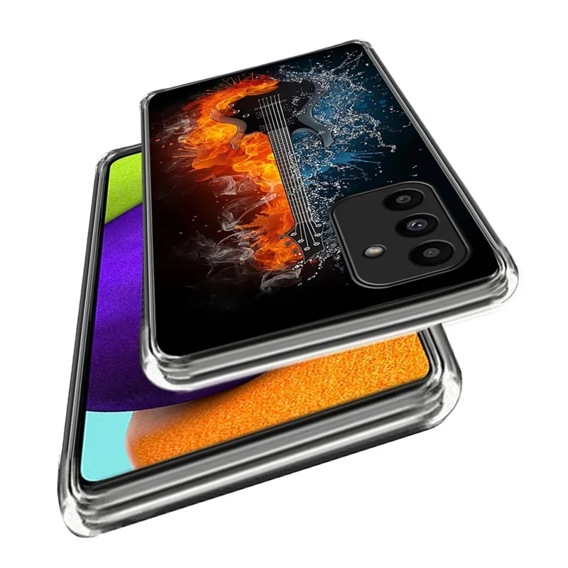 For Samsung Galaxy A15 4G / 5G TPU Protective Case Pattern Back Phone Cover - Ice and Fire Guitar