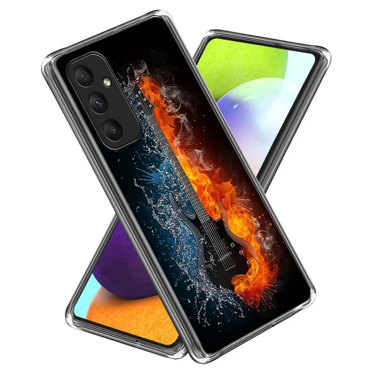 For Samsung Galaxy A55 5G Pattern Printing Case Thin Soft TPU Protection Phone Cover - Ice and Fire Guitar