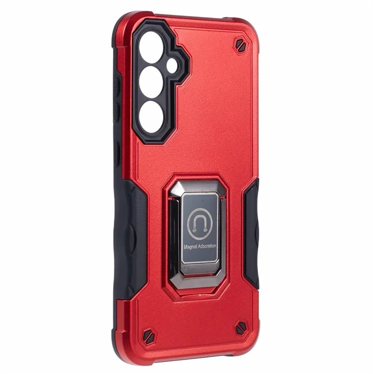 Für Samsung Galaxy S23 FE Case Anti-drop PC+TPU Handyhülle mit Ring Ständer - Rot