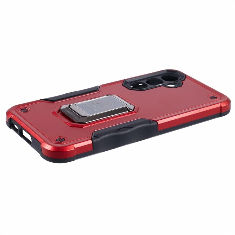 Für Samsung Galaxy S23 FE Case Anti-drop PC+TPU Handyhülle mit Ring Ständer - Rot