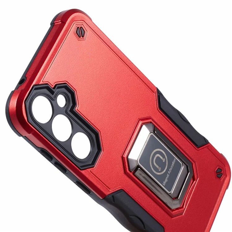 Für Samsung Galaxy S23 FE Case Anti-drop PC+TPU Handyhülle mit Ring Ständer - Rot