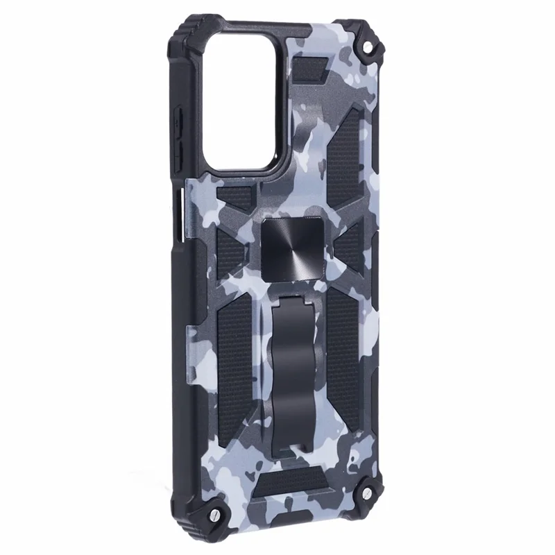 For Motorola Moto G Play (2024) 4G Cell Phone Case Camouflage Pattern Kickstand Cover - Black