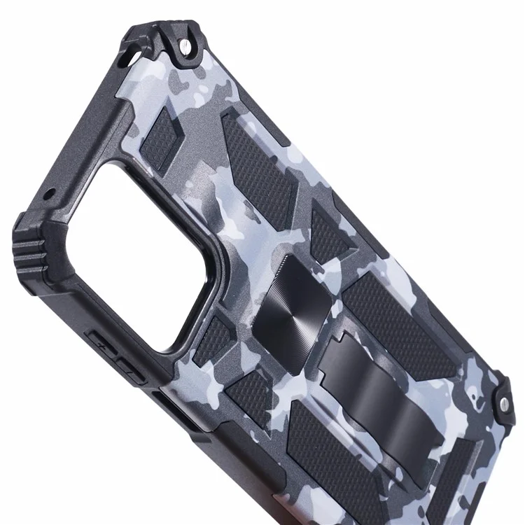 For Motorola Moto G Play (2024) 4G Cell Phone Case Camouflage Pattern Kickstand Cover - Black
