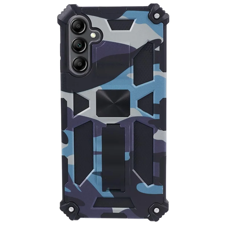 For Samsung Galaxy A25 5G (Global) (161.0 x 76.5 x 8.3mm) Case Camouflage Pattern Kickstand Protective Shell - Navy Blue
