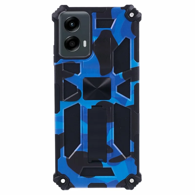 For Motorola Moto G 5G (2024) Cell Phone Case Camouflage Pattern Cover Fits Magnetic Car Mount - Blue