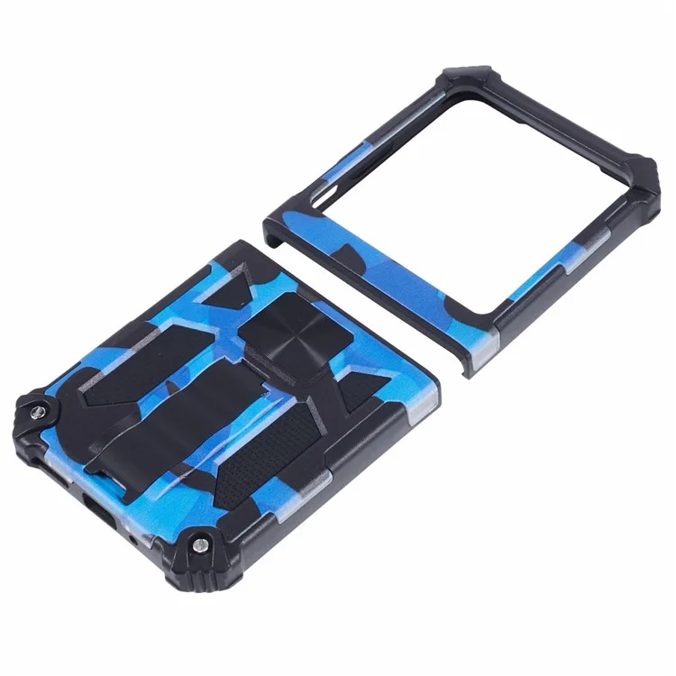 Para Motorola Razr 40 Ultra 5G Funda Desmontable 2 en 1 Patrón de Camuflaje Soporte de Teléfono - Azul