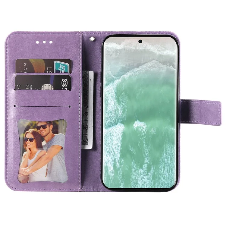 For Oppo Reno11 5G (Global) Magnetic Phone Case Imprinted PU Leather Scratch-proof Shell - Purple