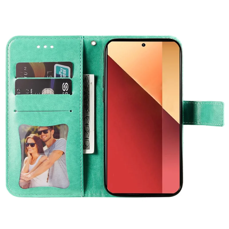 For Xiaomi Redmi Note 14S 4G / Note 13 Pro 4G / Poco M6 Pro 4G Case Floral Pattern PU Leather Wallet Stand Phone Cover - Green