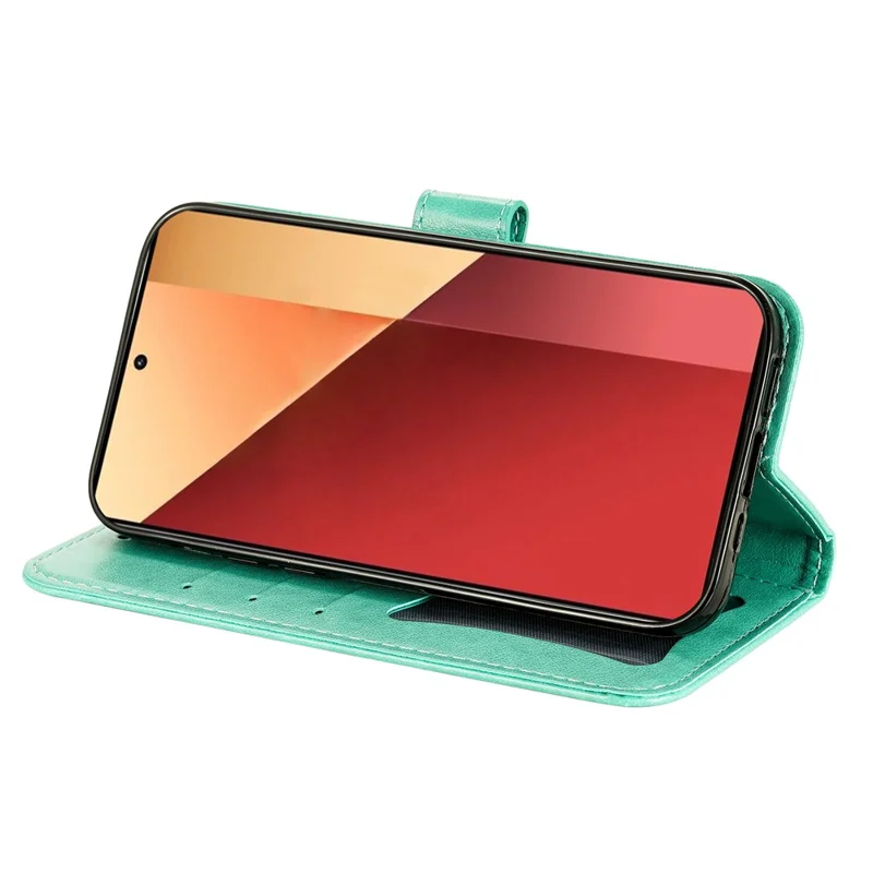 For Xiaomi Redmi Note 14S 4G / Note 13 Pro 4G / Poco M6 Pro 4G Case Floral Pattern PU Leather Wallet Stand Phone Cover - Green