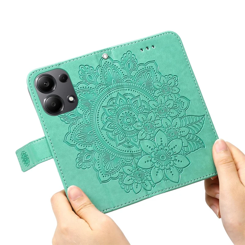For Xiaomi Redmi Note 14S 4G / Note 13 Pro 4G / Poco M6 Pro 4G Case Floral Pattern PU Leather Wallet Stand Phone Cover - Green