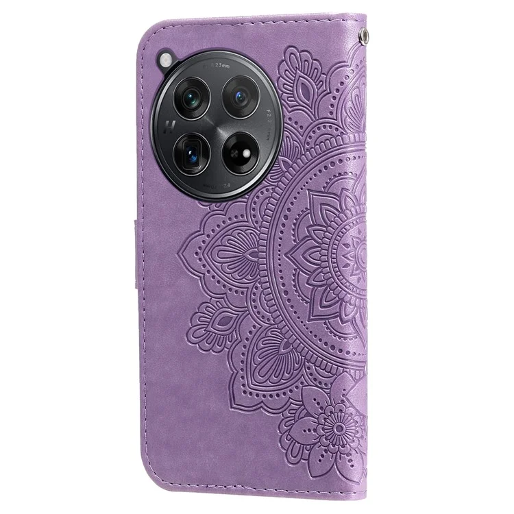 For OnePlus 12R 5G / Ace 3 5G Case Floral Pattern PU Leather Wallet Stand Phone Cover - Purple