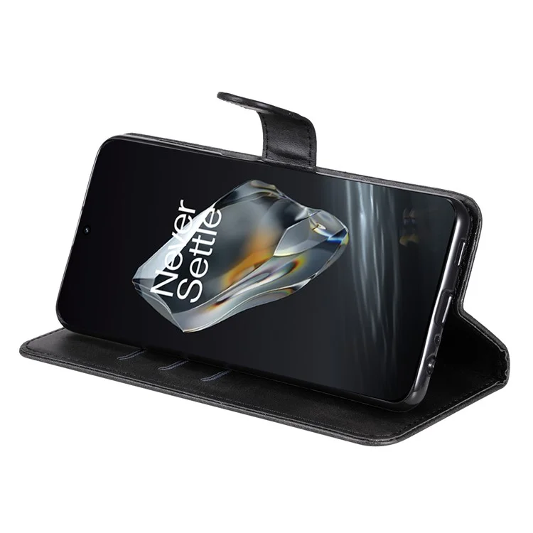 For OnePlus 12R 5G / Ace 3 5G Case Zipper Pocket Calf Texture Phone Cover - Black
