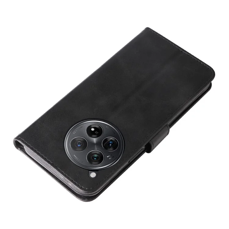 For OnePlus 12R 5G / Ace 3 5G Case Zipper Pocket Calf Texture Phone Cover - Black