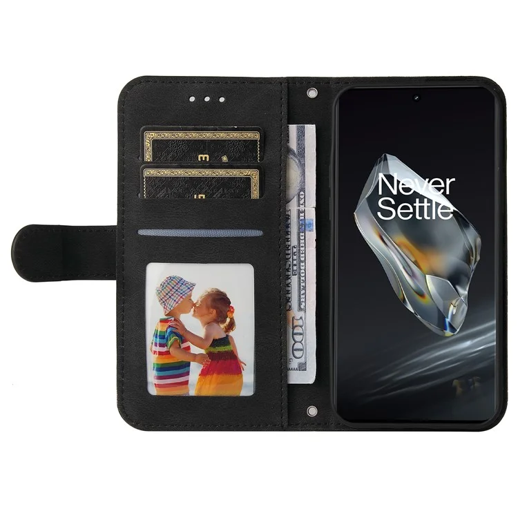 For OnePlus 12R 5G / Ace 3 5G Leather Wallet Cases Skin Touch Phone Cover Stand with Strap - Black