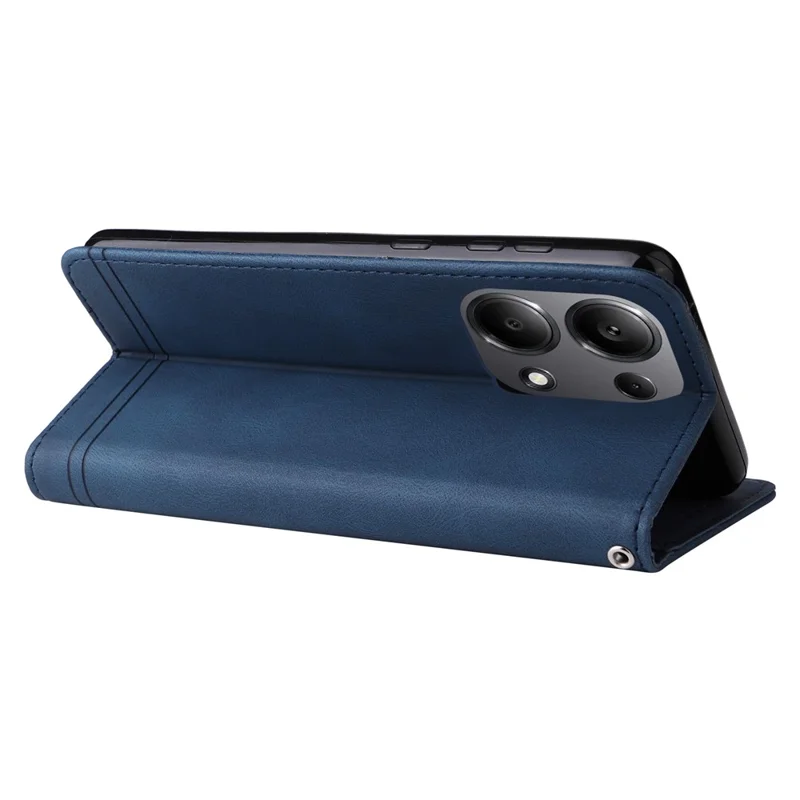 Etui portfelik z klapką z błękitnej skóry syntetycznej z funkcją uchwytu i standu dla Xiaomi Redmi Note 14S 4G / Note 13 Pro 4G / Poco M6 Pro 4G - niebieski