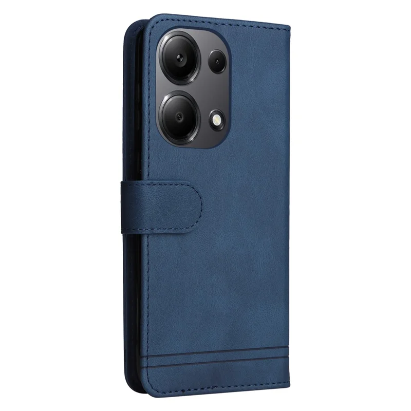 Etui portfelik z klapką z błękitnej skóry syntetycznej z funkcją uchwytu i standu dla Xiaomi Redmi Note 14S 4G / Note 13 Pro 4G / Poco M6 Pro 4G - niebieski