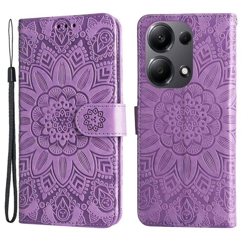 For Xiaomi Redmi Note 14S 4G / Note 13 Pro 4G / Poco M6 Pro 4G Magnetic Phone Case Leather Imprinted Cover - Purple
