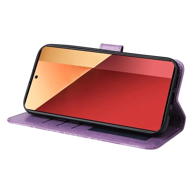 For Xiaomi Redmi Note 14S 4G / Note 13 Pro 4G / Poco M6 Pro 4G Magnetic Phone Case Leather Imprinted Cover - Purple