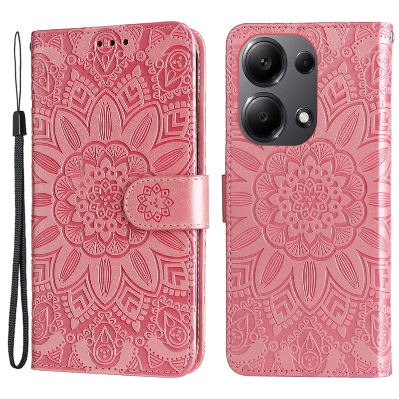 For Xiaomi Redmi Note 14S 4G / Note 13 Pro 4G / Poco M6 Pro 4G Magnetic Phone Case Leather Imprinted Cover - Pink