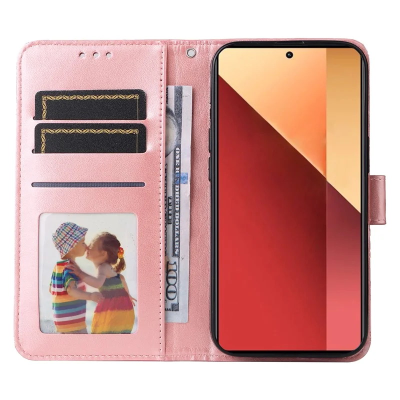 For Xiaomi Redmi Note 14S 4G / Note 13 Pro 4G / Poco M6 Pro 4G Magnetic Phone Case Leather Imprinted Cover - Pink