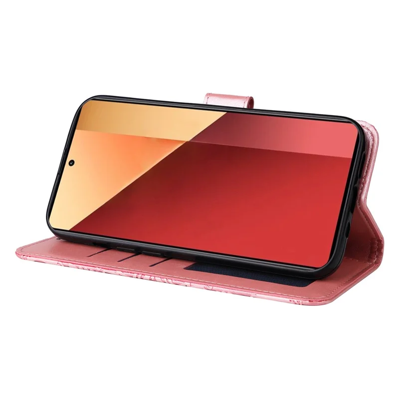 For Xiaomi Redmi Note 14S 4G / Note 13 Pro 4G / Poco M6 Pro 4G Magnetic Phone Case Leather Imprinted Cover - Pink