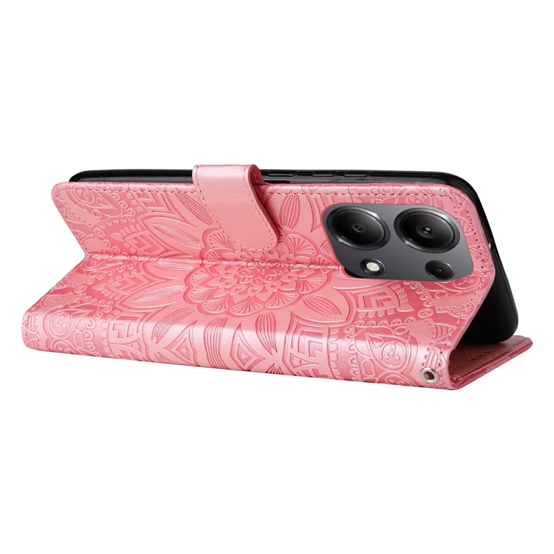 For Xiaomi Redmi Note 14S 4G / Note 13 Pro 4G / Poco M6 Pro 4G Magnetic Phone Case Leather Imprinted Cover - Pink