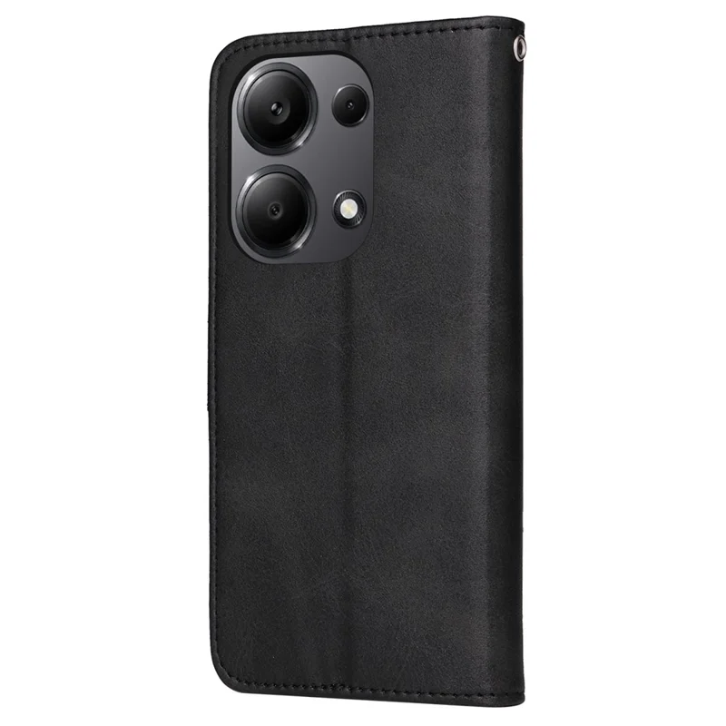 Für Xiaomi Redmi Note 13 Pro 4G / Poco M6 Pro 4G Hülle Kalbsleder-Textur Foto-Steckplatz Handyhülle - Schwarz