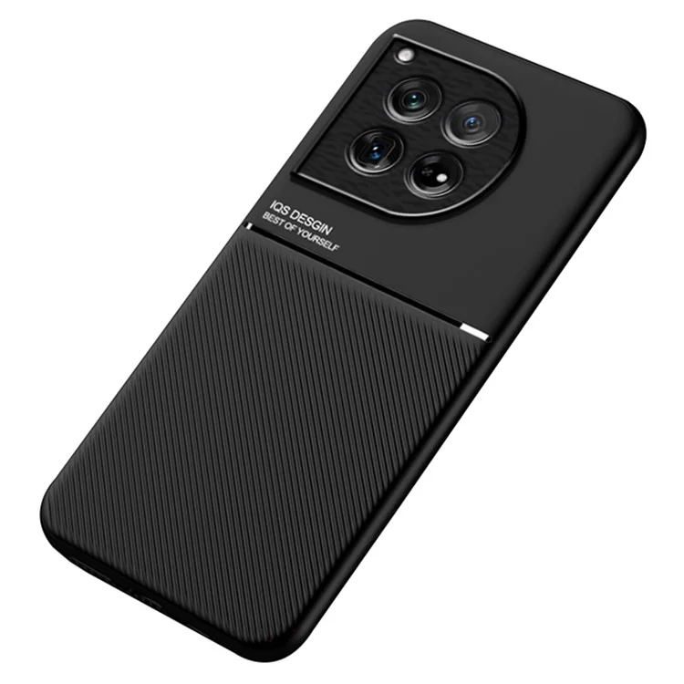 Per OnePlus 12 5G Back Case PU+TPU+PC Anti-impronta Custodia protettiva per telefono - Nero