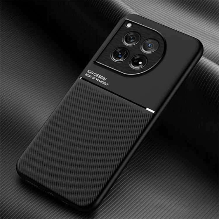 Per OnePlus 12 5G Back Case PU+TPU+PC Anti-impronta Custodia protettiva per telefono - Nero