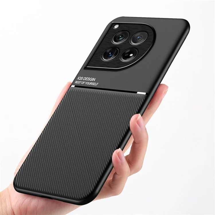 Per OnePlus 12 5G Back Case PU+TPU+PC Anti-impronta Custodia protettiva per telefono - Nero