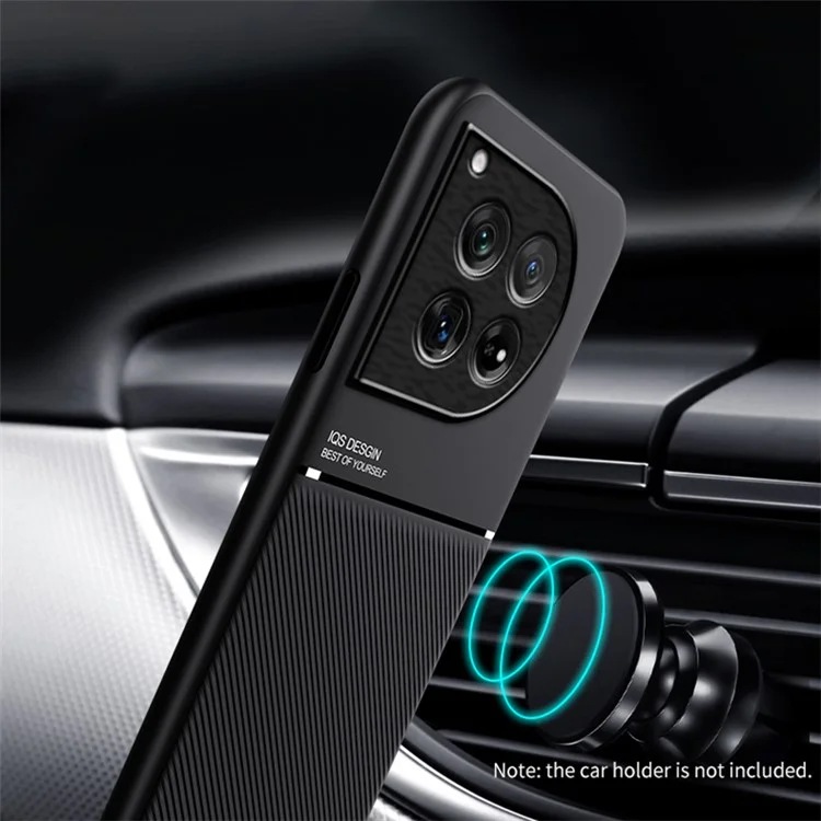 Per OnePlus 12 5G Back Case PU+TPU+PC Anti-impronta Custodia protettiva per telefono - Nero