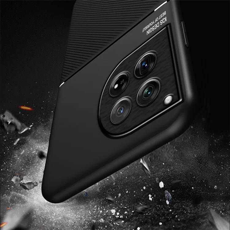 Per OnePlus 12 5G Back Case PU+TPU+PC Anti-impronta Custodia protettiva per telefono - Nero