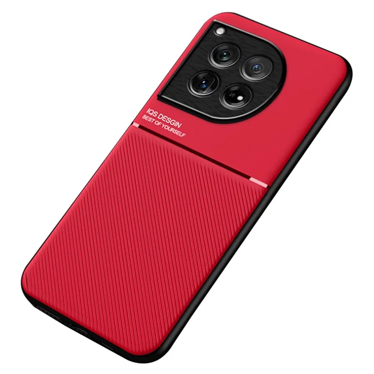 Funda protectora trasera para OnePlus 12 5G de PU+TPU+PC, antihuellas - Rojo