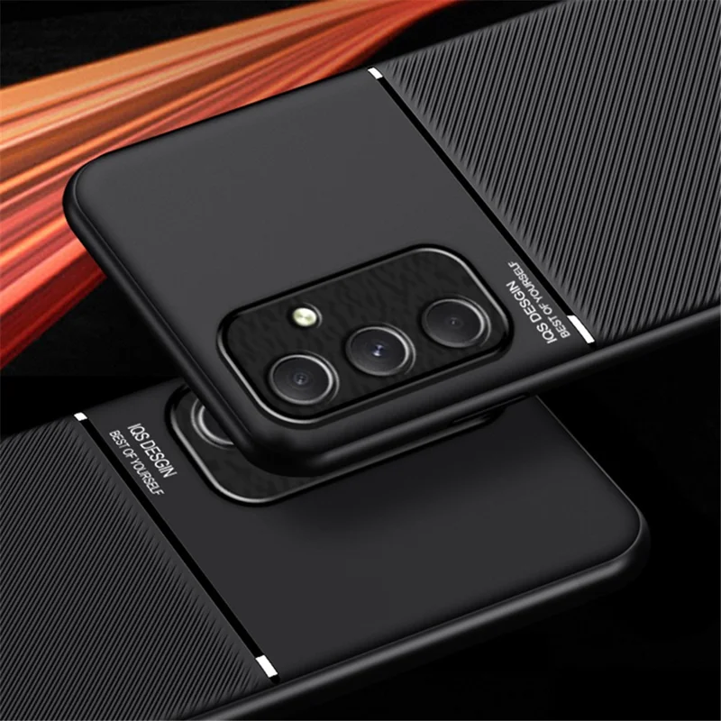 Для Samsung Galaxy A55 5G задняя крышка корпуса PU+TPU+PC Ударопрочный мобильный телефон Чехол - Черный
