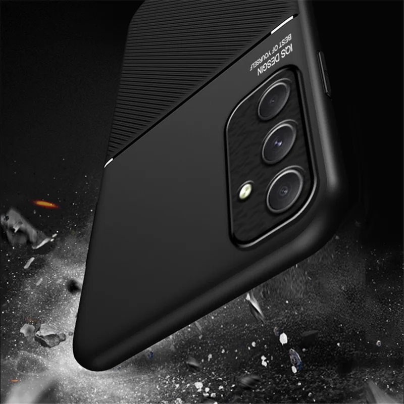 Для Samsung Galaxy A55 5G задняя крышка корпуса PU+TPU+PC Ударопрочный мобильный телефон Чехол - Черный