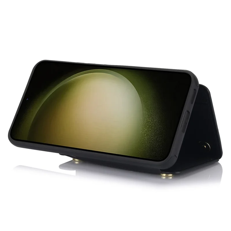 For Samsung Galaxy S23 Case with Card Holder Crossbody Leather Back Cover RFID Blocking - Black