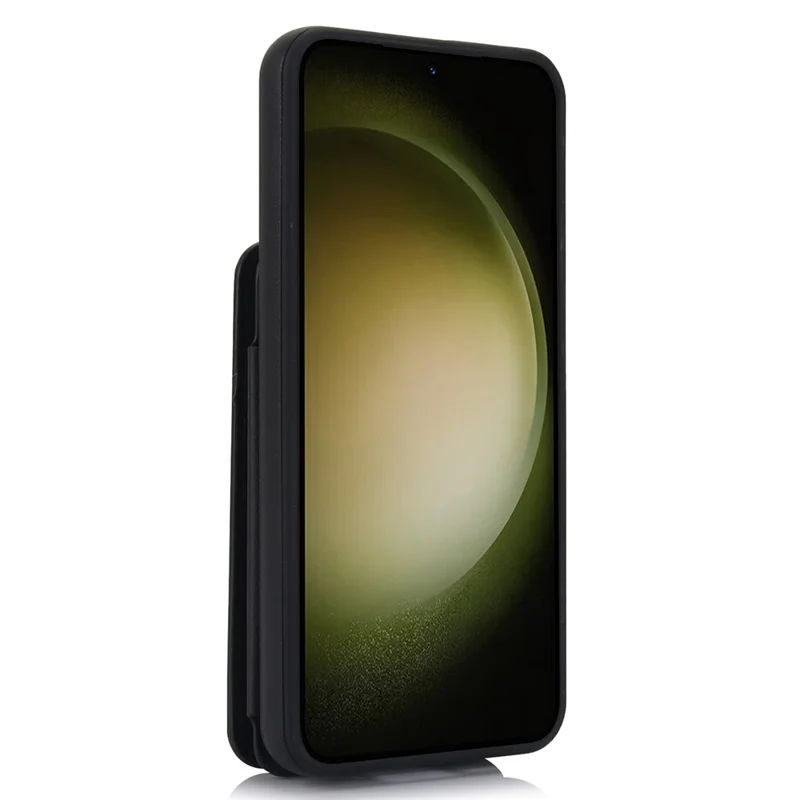 For Samsung Galaxy S23 Case with Card Holder Crossbody Leather Back Cover RFID Blocking - Black