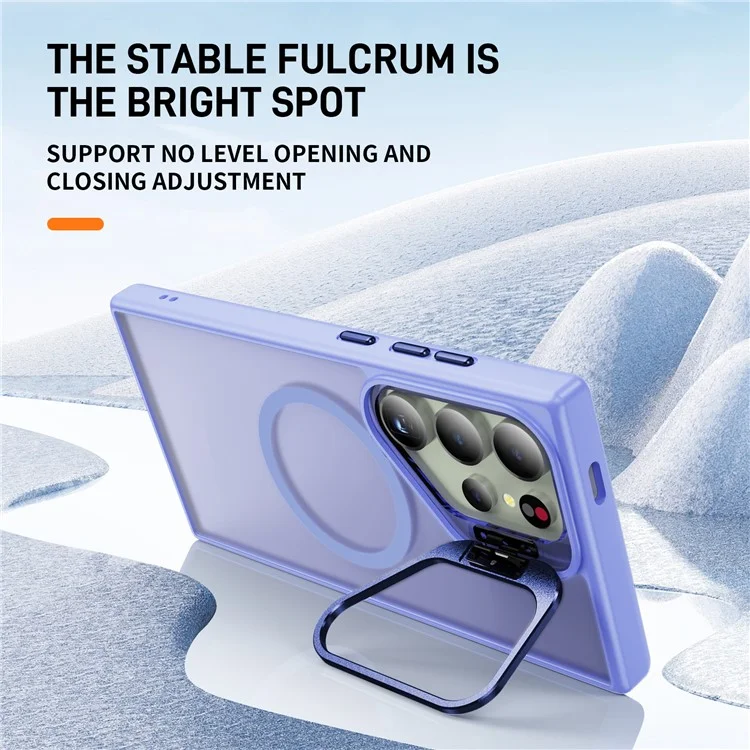 Phone Cover for Samsung Galaxy S24 Ultra Case PC+TPU+Metal Kickstand Shell Compatible with MagSafe - Light Purple