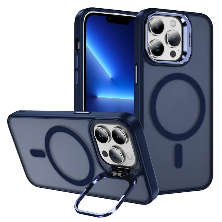 Совместимый с MagSafe для iPhone 13 Pro Kickstand Case PC+TPU+Metal Phone Cover - Sapphire