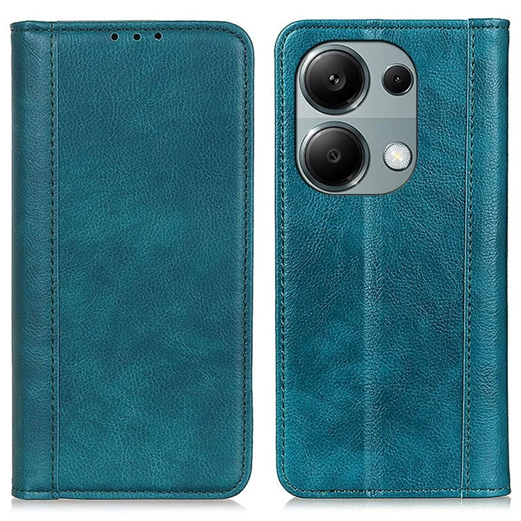 For Xiaomi Redmi Note 13 4G Protective Cover Split Leather Litchi Texture Phone Case - Green