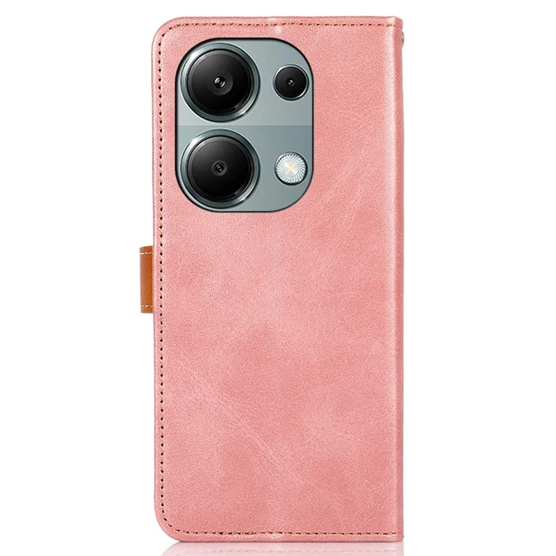 KHAZNEH For Xiaomi Redmi Note 13 4G Leather Case Golden Magnetic Buckle Protective Phone Cover - Rose Gold