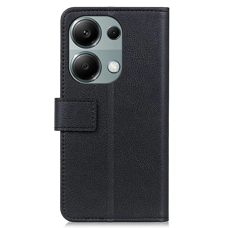 Til Xiaomi Redmi Note 13 Pro 4G / Poco M6 Pro 4G Taske Med Struktureret Læder Folder Telefonbeskyttelse - Sort