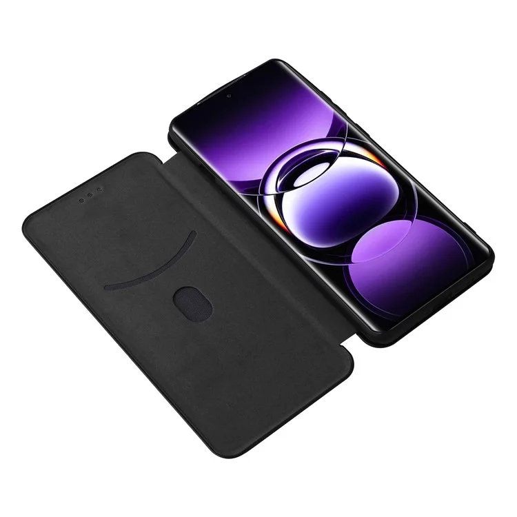 For Oppo Find X7 Ultra Leather Case Carbon Fiber Texture Magnetic Protect Phone Cover - Black